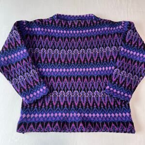 Hans Heitsch Iceland Vintage Purple Black Wool Sweater Women's size Small